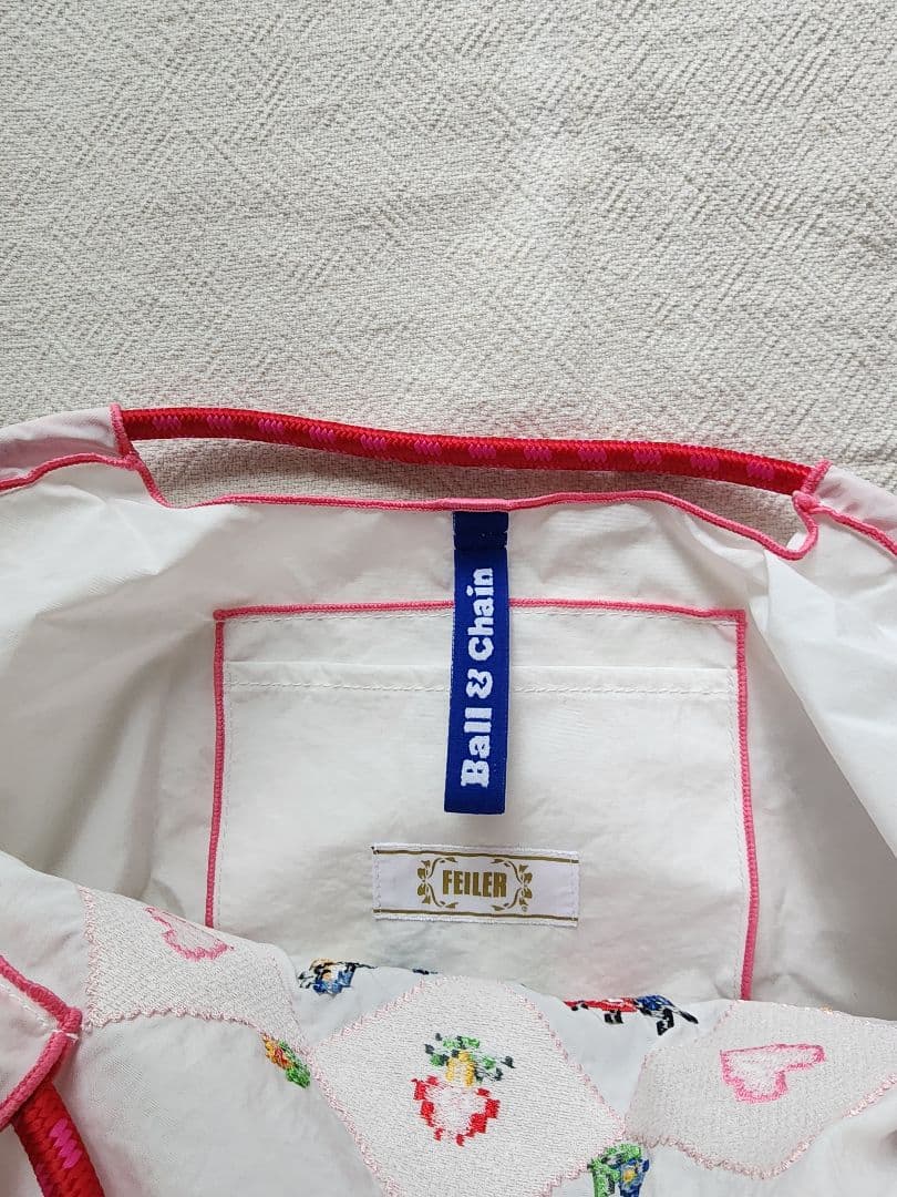 FEILER Ball & Chain エコバッグ ホワイト/ピンク