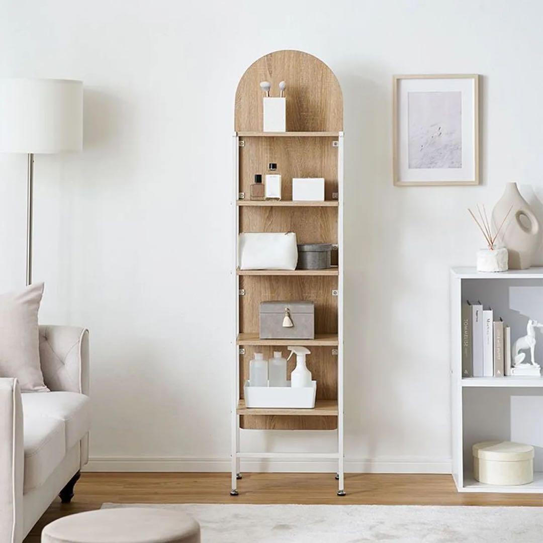 アーチ型全身鏡 自立式 収納付き [幅40.5]