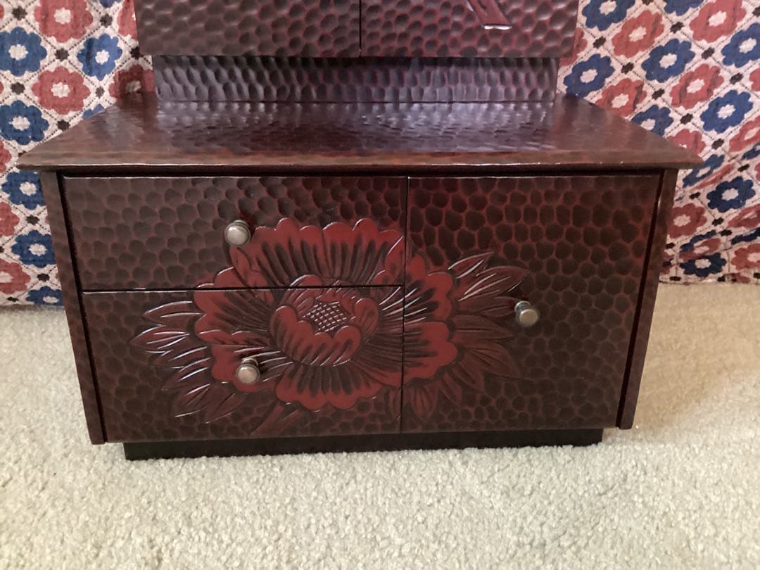 ❤️大寒セール❤️ 鎌倉彫・鏡台・三面鏡・牡丹花・昭和レトロ