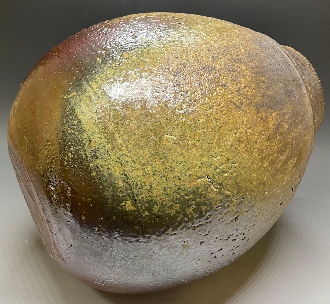 吉本正　備前花器　大作 　32cm 　共箱(四方桟盛蓋) 　共布　栞　LY2