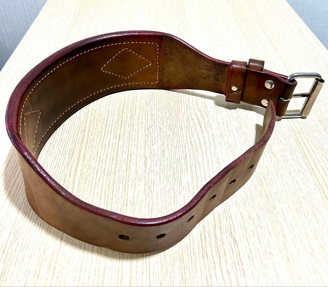 ウエサカ トレーニングベルト Sサイズ 本革 二重張り 1本ピン
