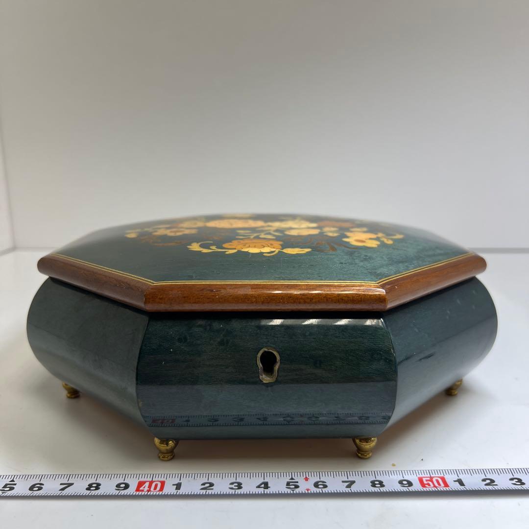 リュージュ　象嵌　オルゴール　幅約24㎝　タサチ　東な8-0121①