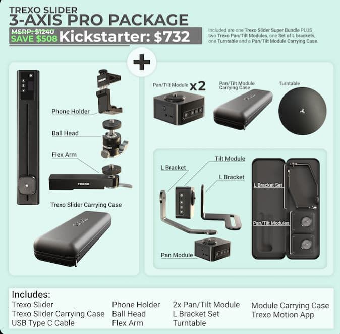 Trexo スライダーハンドル　+ パン&チルトモジュール