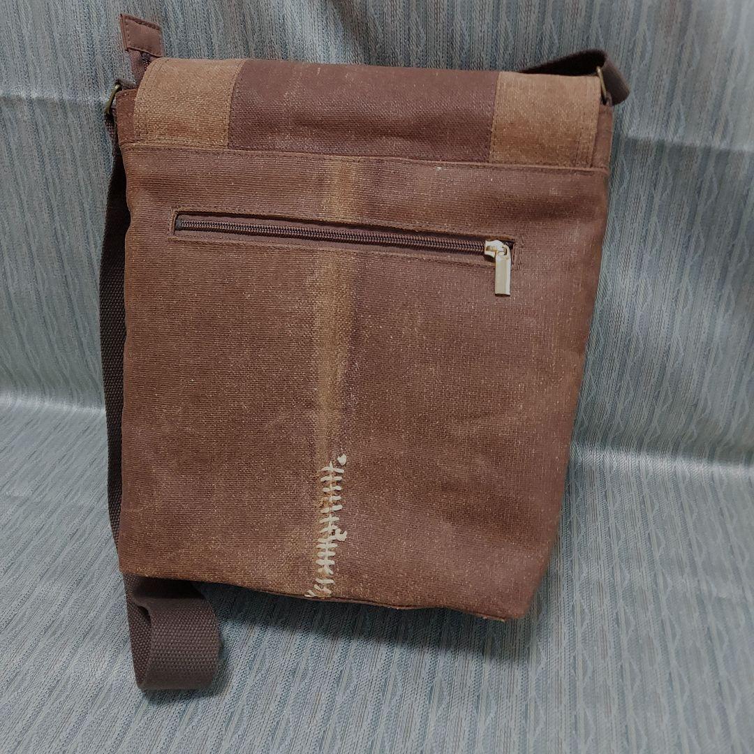 柿渋染め酒袋のサコッシュバッグ(蓋付きマグネットタイプ)