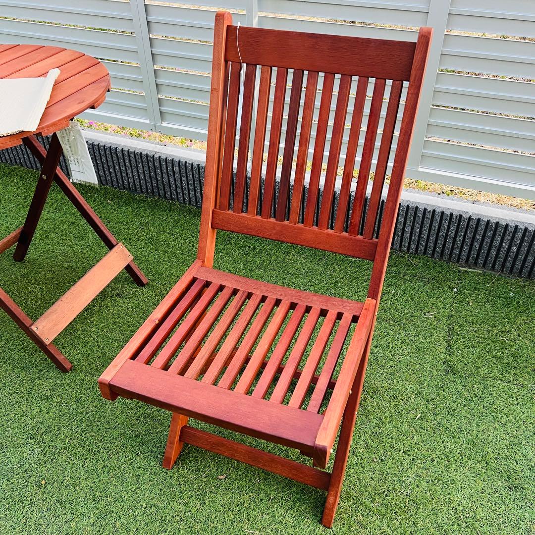【新品】ぼん家具 木製チェア 2脚セット　ガーデンチェア 屋外