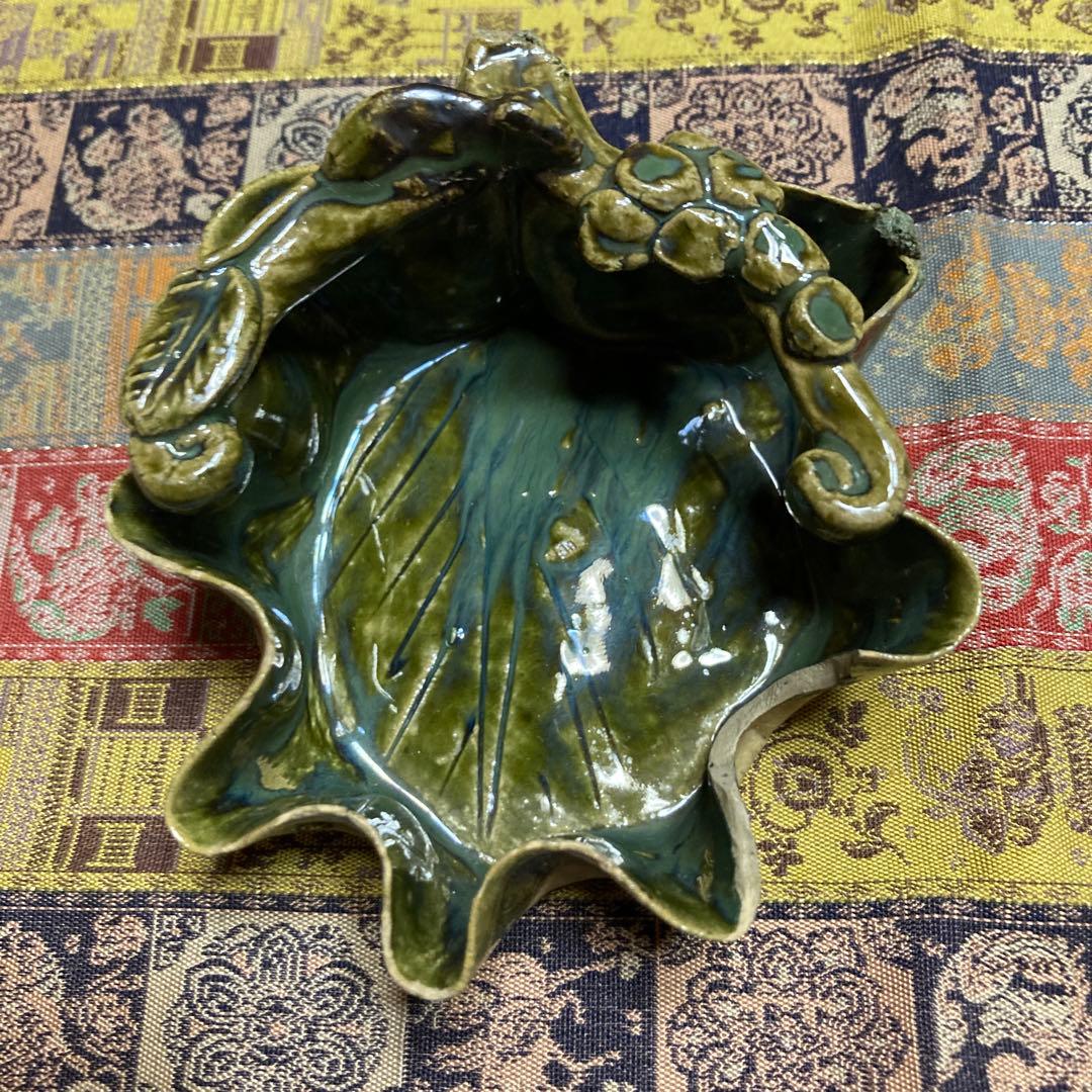 ぶどうの葉形 向付 6客 和食器 懐石料理道具 1客カケ有(最後2枚の写真) ￼