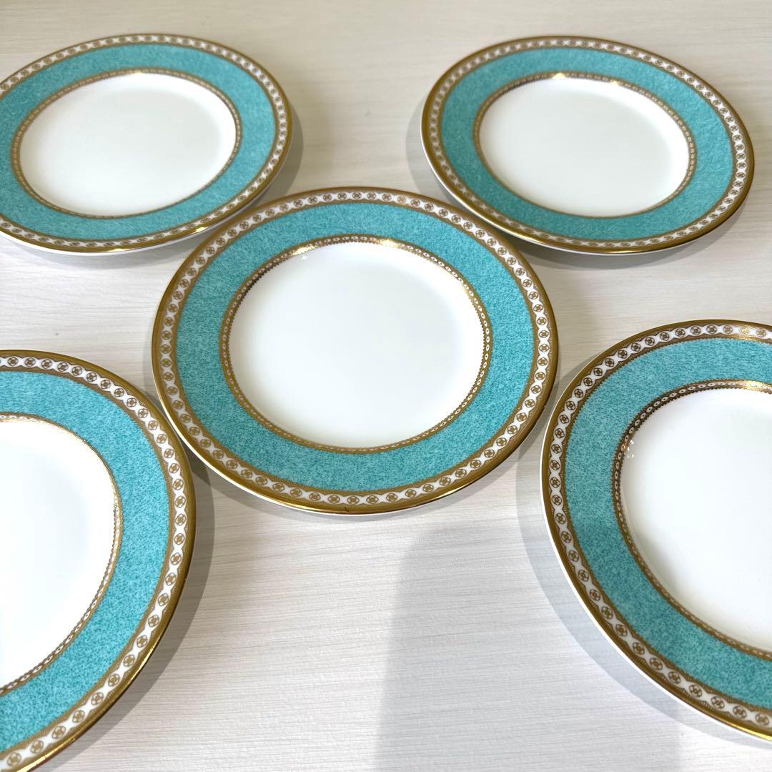 【新春セール】ウェッジウッドユーランダー パウダーターコイズ丸皿15cm磁器5枚