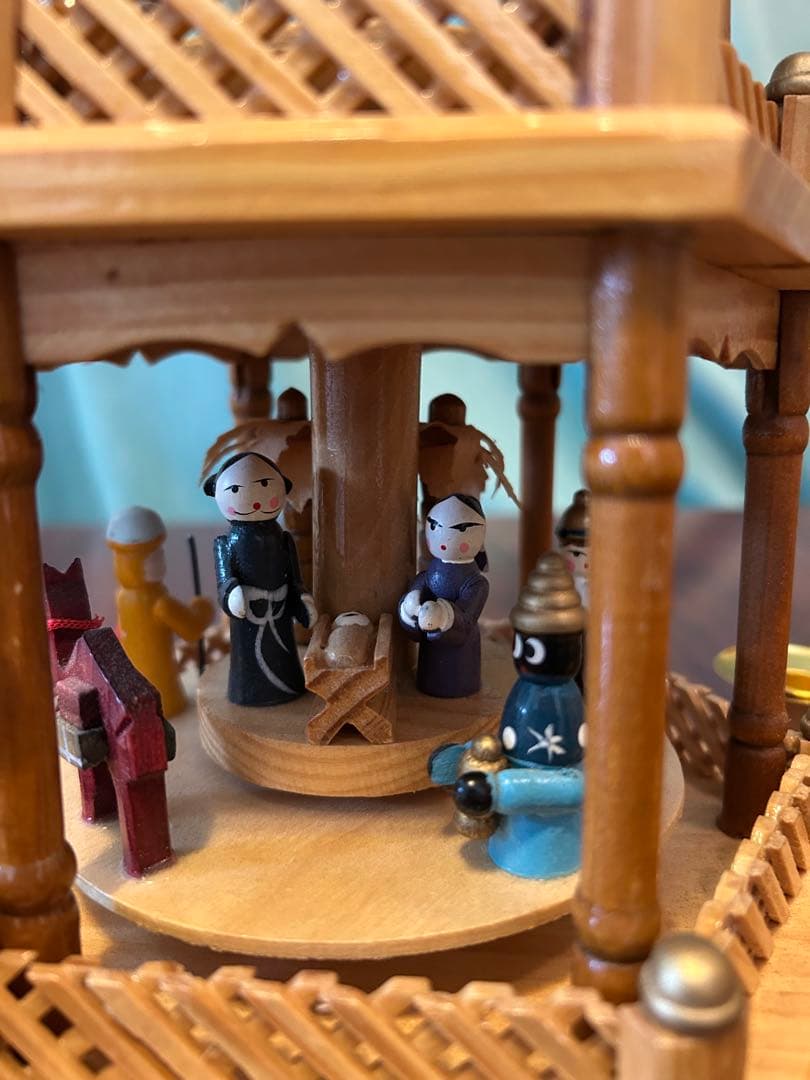 年代物　昭和レトロ　クリスマスピラミッド 44cm 木製　箱付き