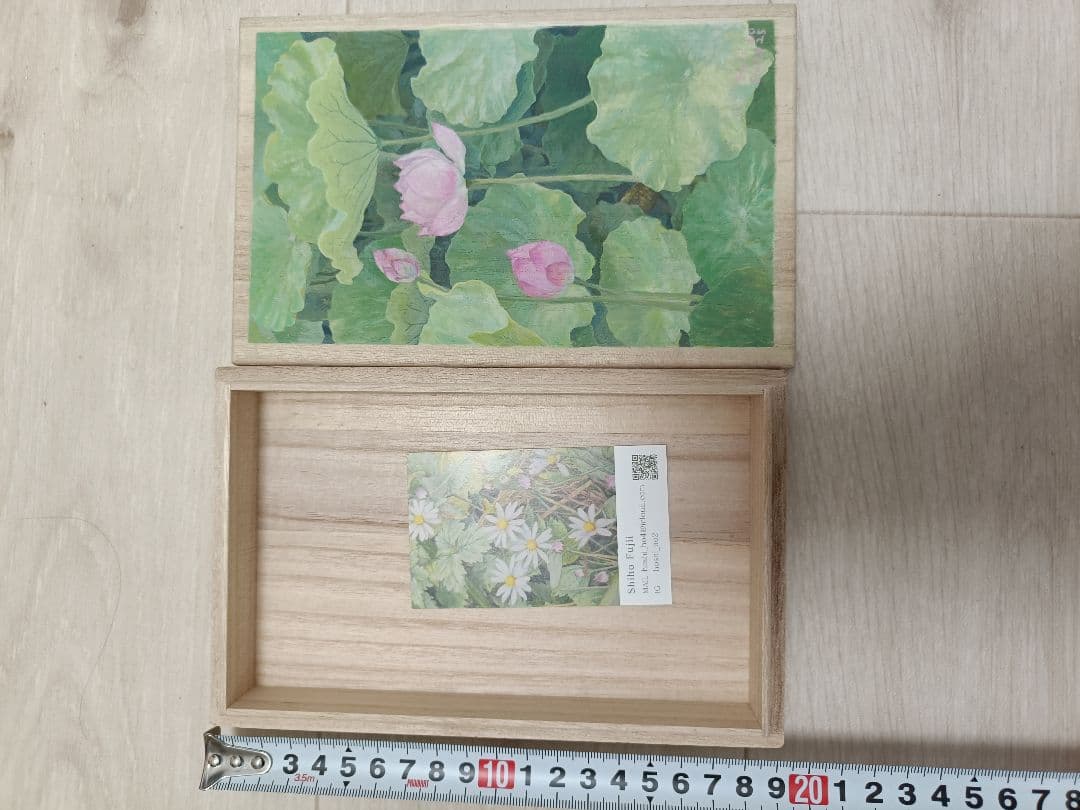 蓮の花 桐の木製ボックス Shiho Fujii 約19×12.2×4cm