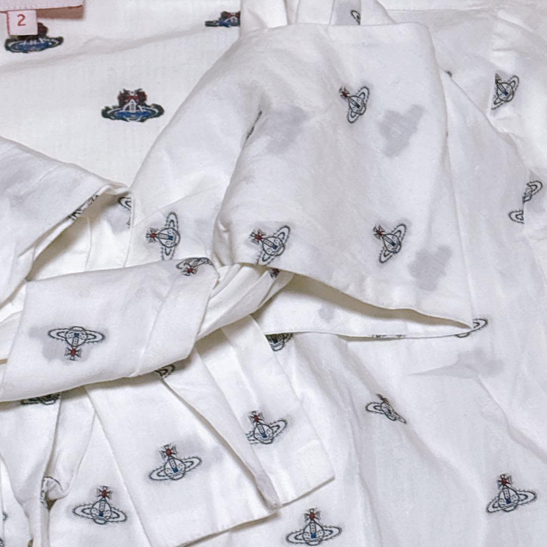 Vivienne Westwood オーブ 刺繍 ボウタイ ブラウス M