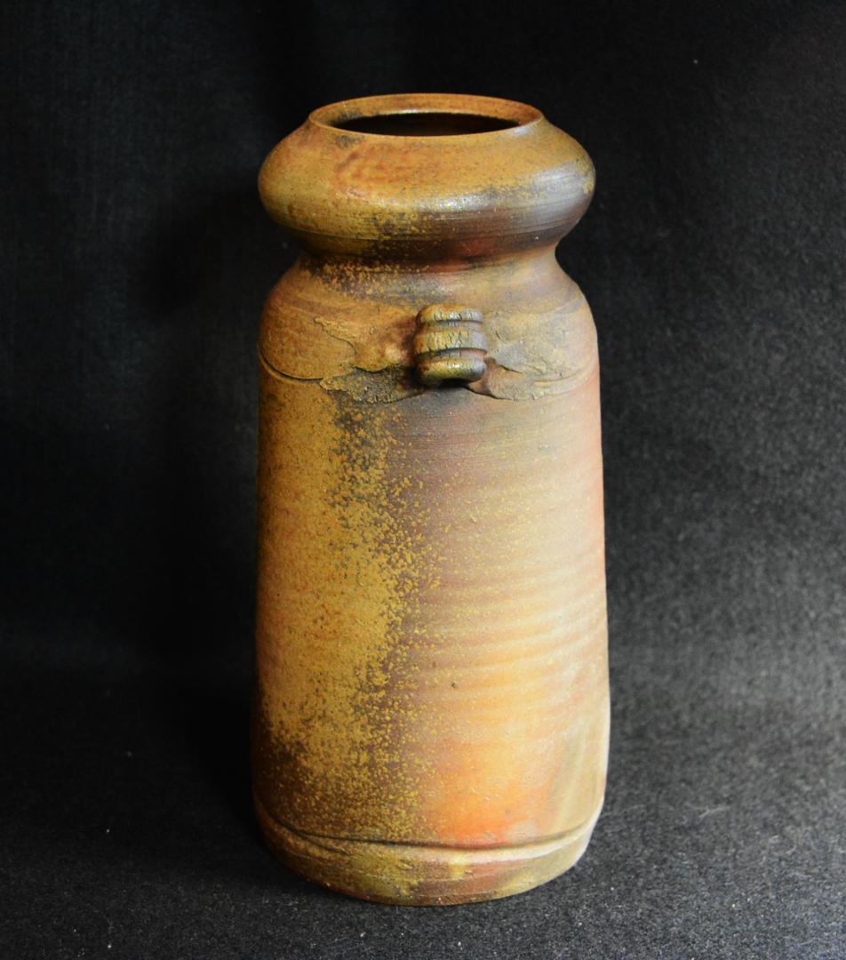 人間国宝　金重陶陽　耳付窯変花入　M321