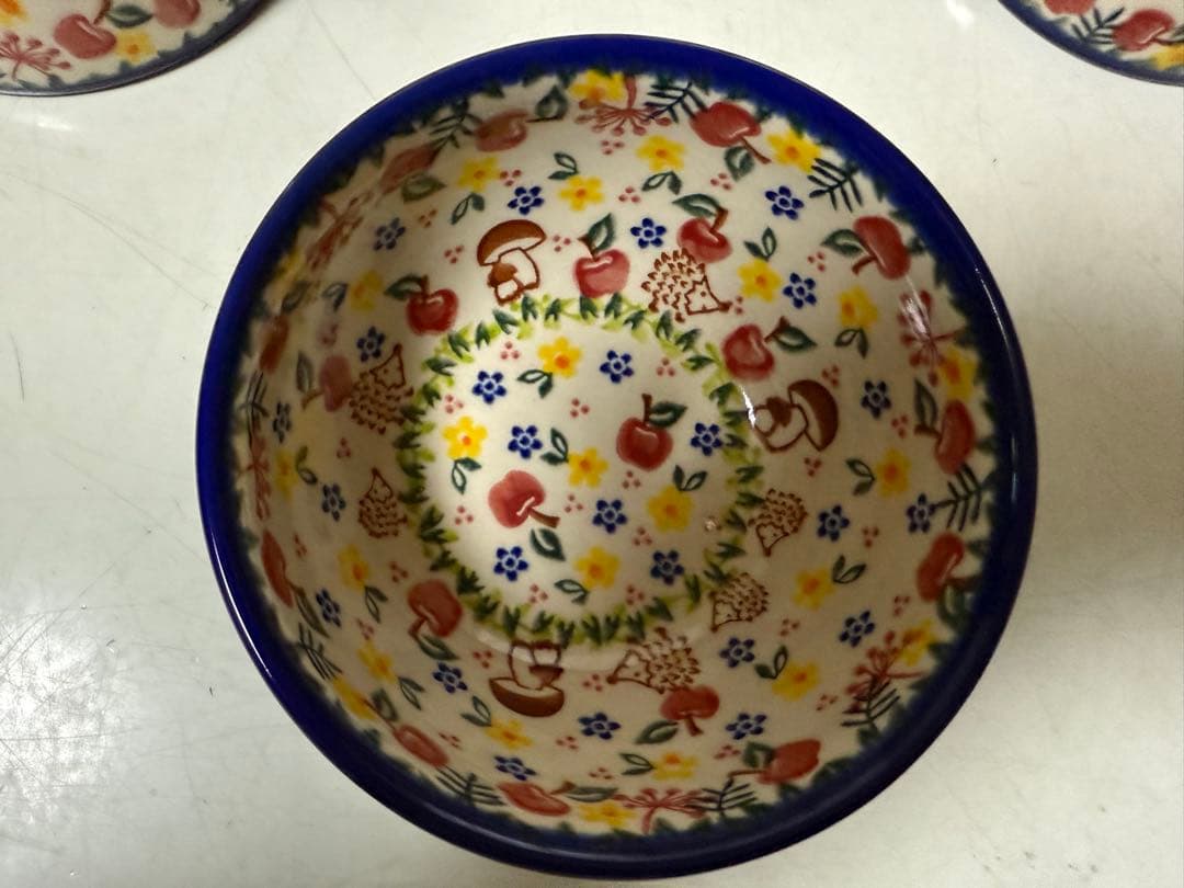 ポーリッシュポタリー ポーランド食器　新品未使用品　ハリネズミ　ボウル4点