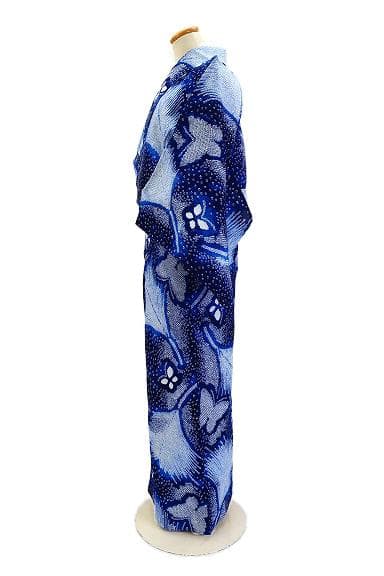 ★専用★未使用品 浴衣 有松絞り バチ衿 紺 アゲハ蝶 身丈161.5cm