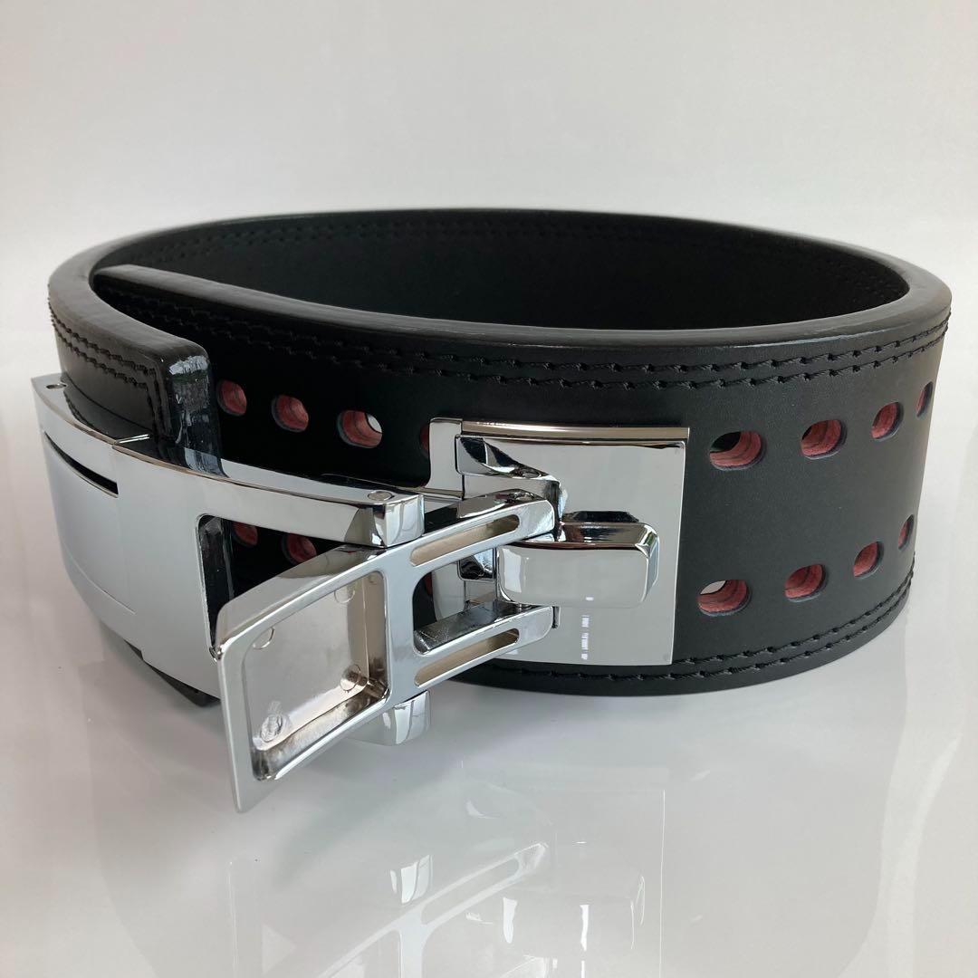 パワーベルト レバーアクション Ｍサイズ ワンタッチ可変式　黒×光沢シルバー