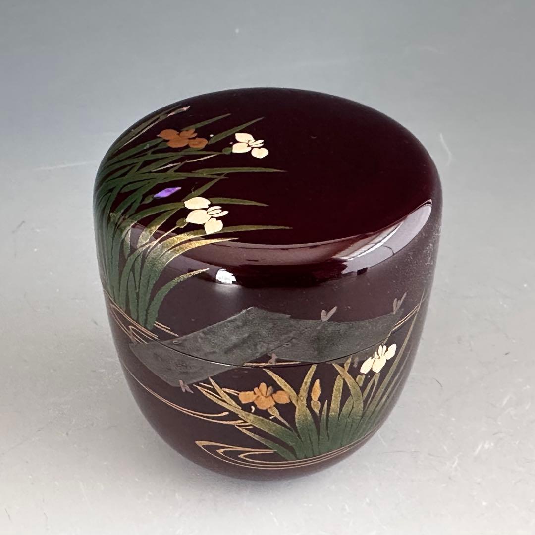 茶道具　八ツ橋蒔絵　中棗　田中宗陵　共箱　薄茶器　杜若　燕子花　稽古　茶会