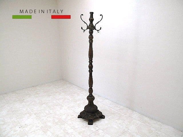 イタリア製 クラシック様式ポールハンガー 真鍮フック 獣脚 コートハンガー