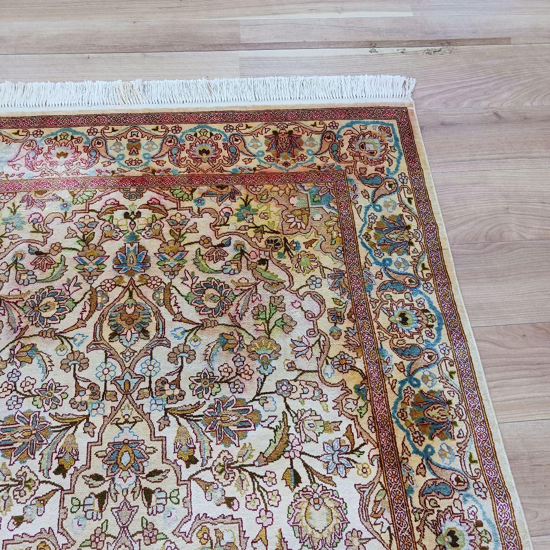 Y3183 高級ペルシャ絨毯 イラン シルク100% 手織り64万ノット