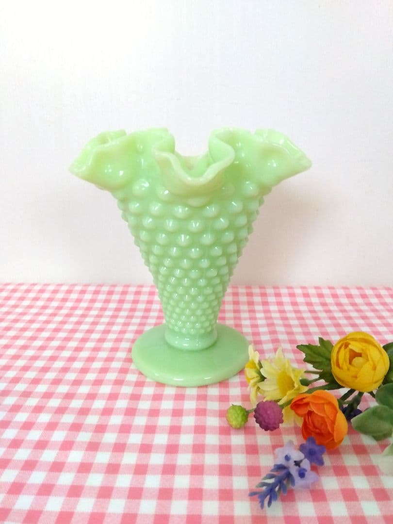 最終価格！美品 フェントン ホブネイル 花瓶 ヴィンテージ グリーン USA