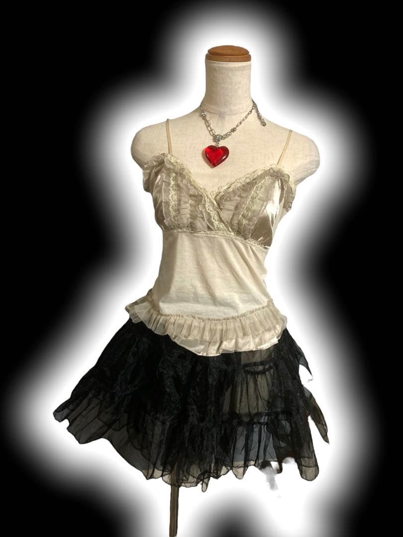 レア白ふりふり姫ギャルy2kフェアリーグランジロック古着屋ゴシックレースフリル