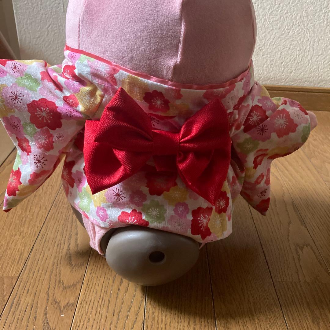 J.L.みんち様　ラボット　アイボリー桜満開着物一式　赤被布　リボン付き