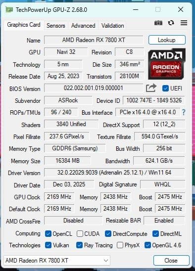 グラフィックボード・グラボ・ビデオカード ASRock Challenger RX7800XT 16GB