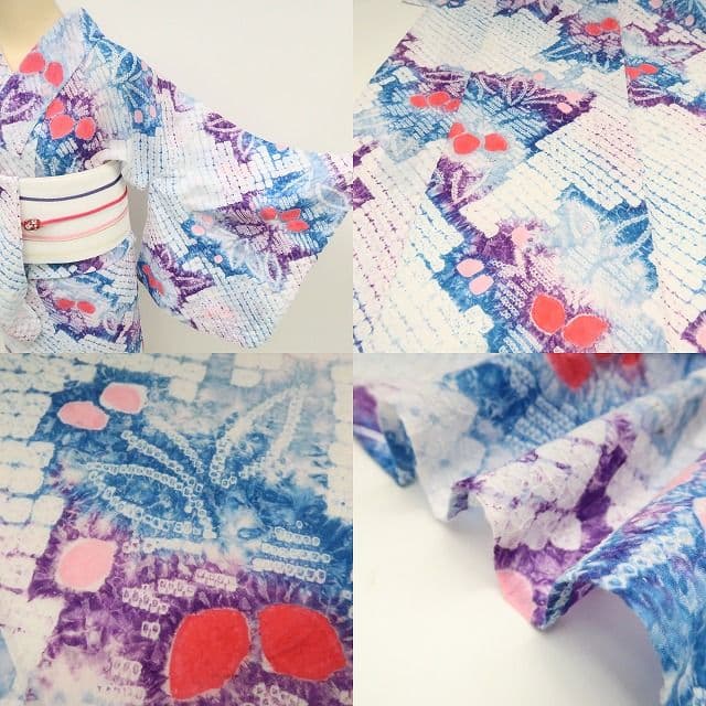 ｍ1951＊有松鳴海絞り 夏着物 綿 手縫い仕立て 高級浴衣