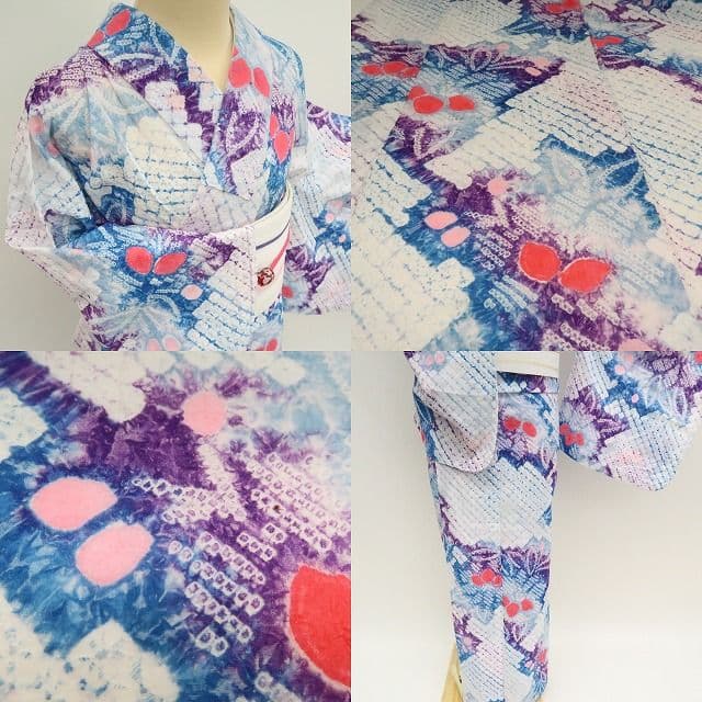 ｍ1951＊有松鳴海絞り 夏着物 綿 手縫い仕立て 高級浴衣