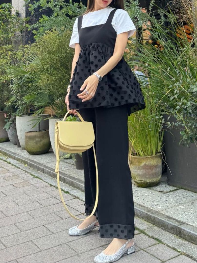 トップス Hiand Fluffy Dot Ribbon Tops