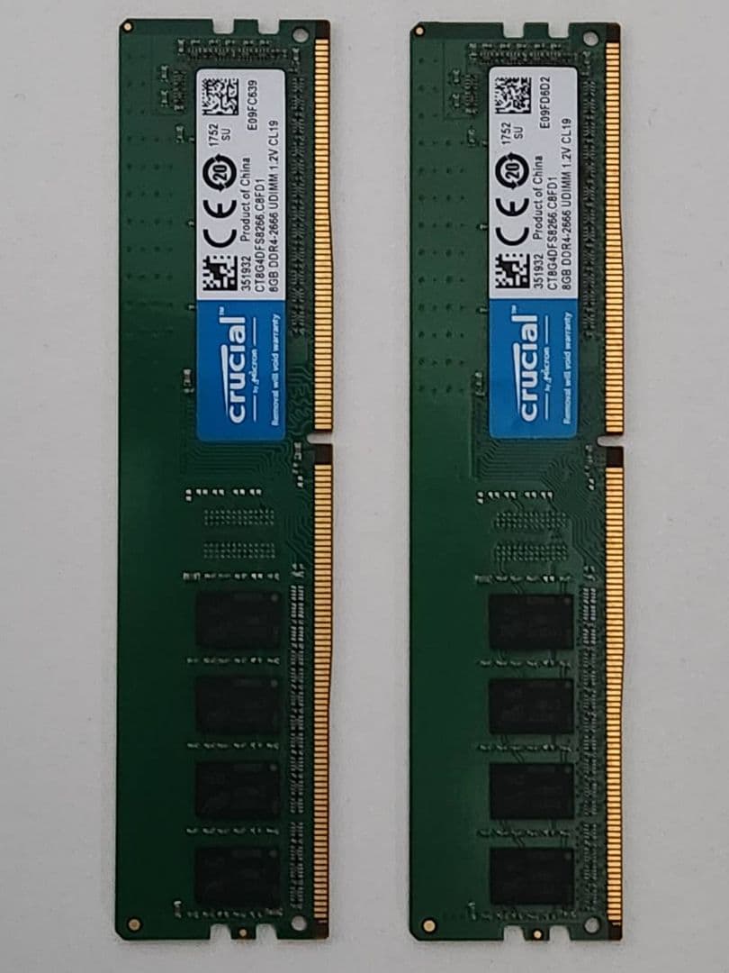 Crucial 8GB DDR4 メモリー 2666MHz 2枚セット
