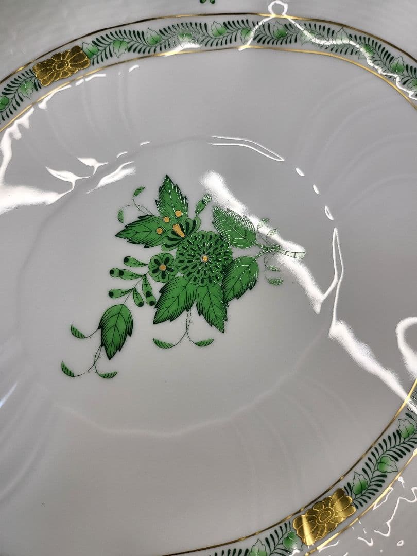 未使用✨ヘレンド アポニー グリーン オーバルプレート 大皿 楕円形 箱付き①