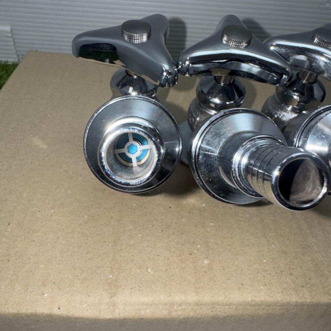 金属製シルバー蛇口 L字型散水用バルブ3個セット［2257］