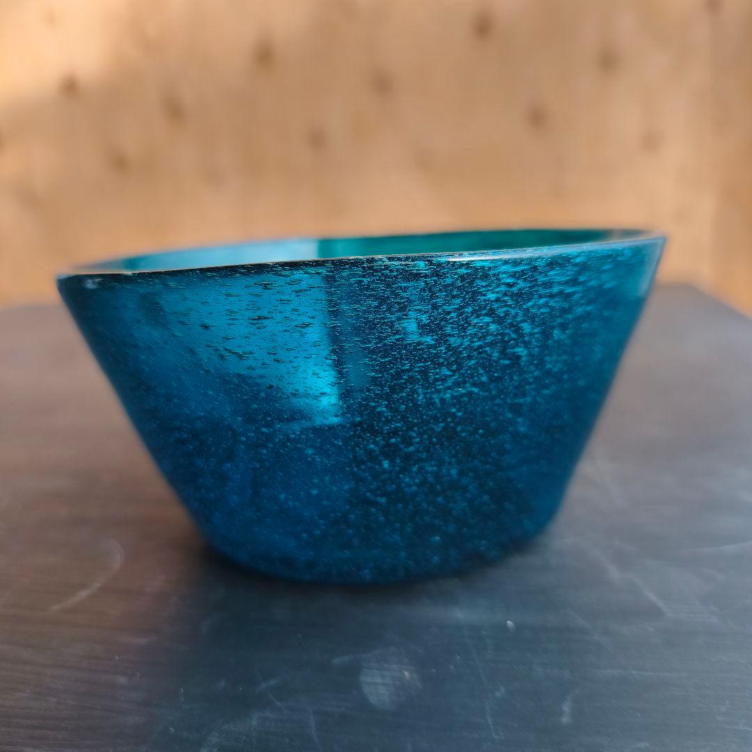 ガラスボウル 倉敷ガラス 小谷眞三 中鉢 吹きガラス ゆらゆら 気泡 ビンテージ