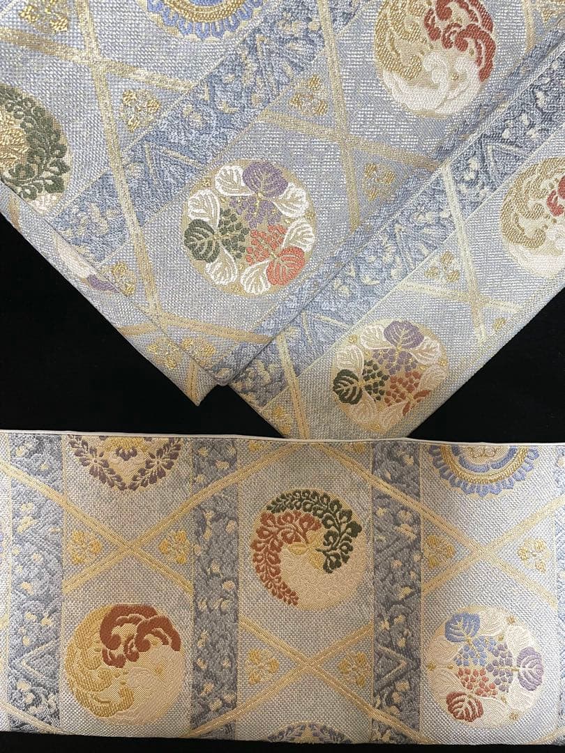 ♦️4点フルセット　（二重太鼓の作り帯＋友禅訪問着　フォーマル用帯揚げ&帯締め）