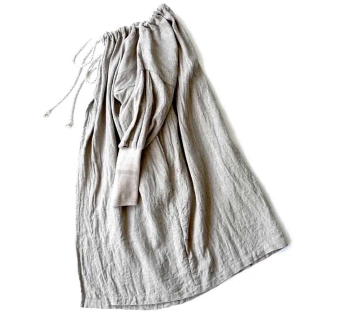 ★カポック★kapoc★SACK★割烹着★リネン ★エプロン★2way★ベージュ