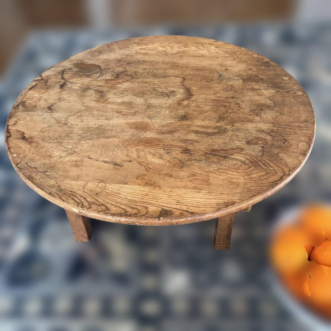 木製ちゃぶ台　折りたたみ　直径57㎝高さ20㎝　アンティーク家具