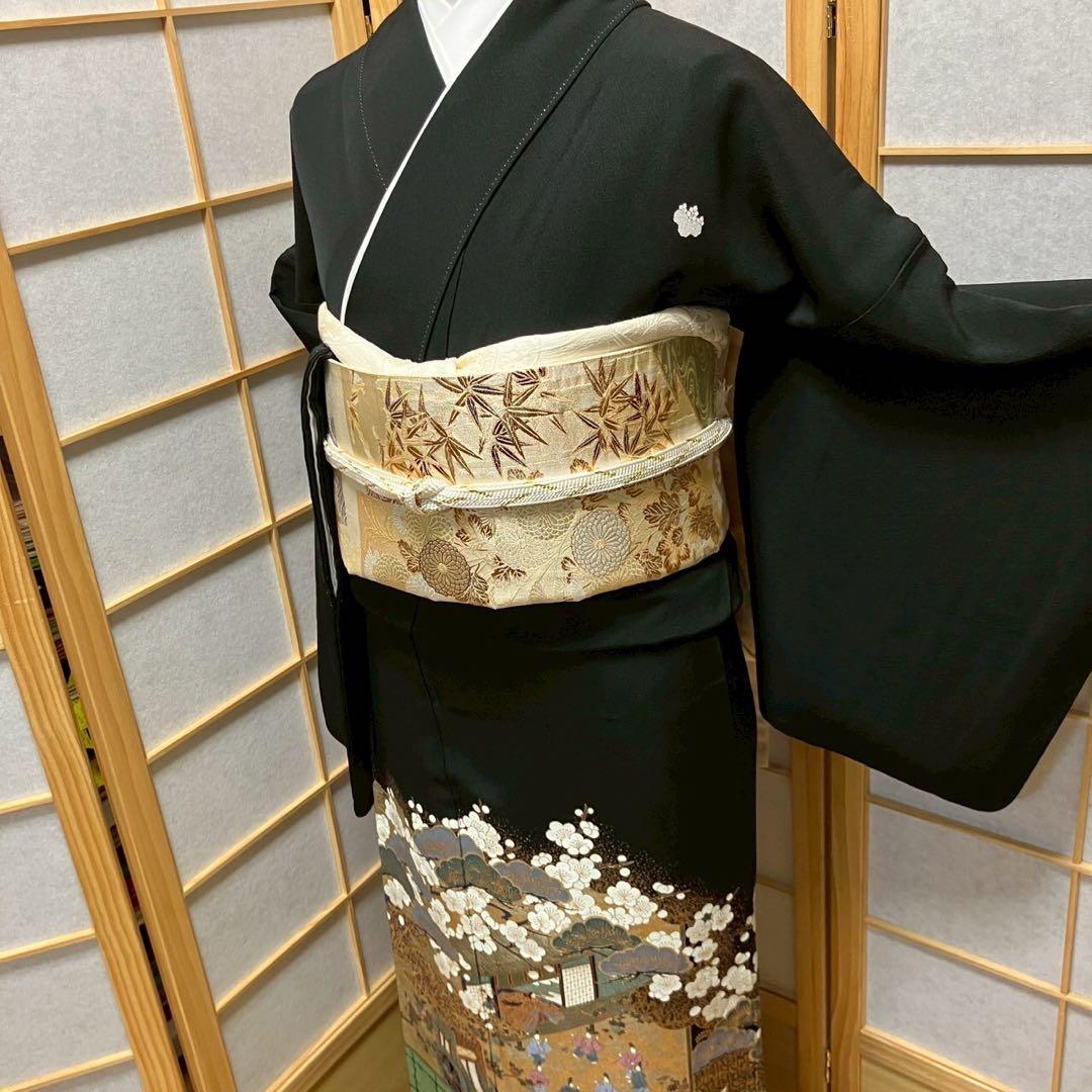 はんな様［6089］黒留袖 美品 作家物 比翼付 五つ紋 五三桐 正絹 着物 袷