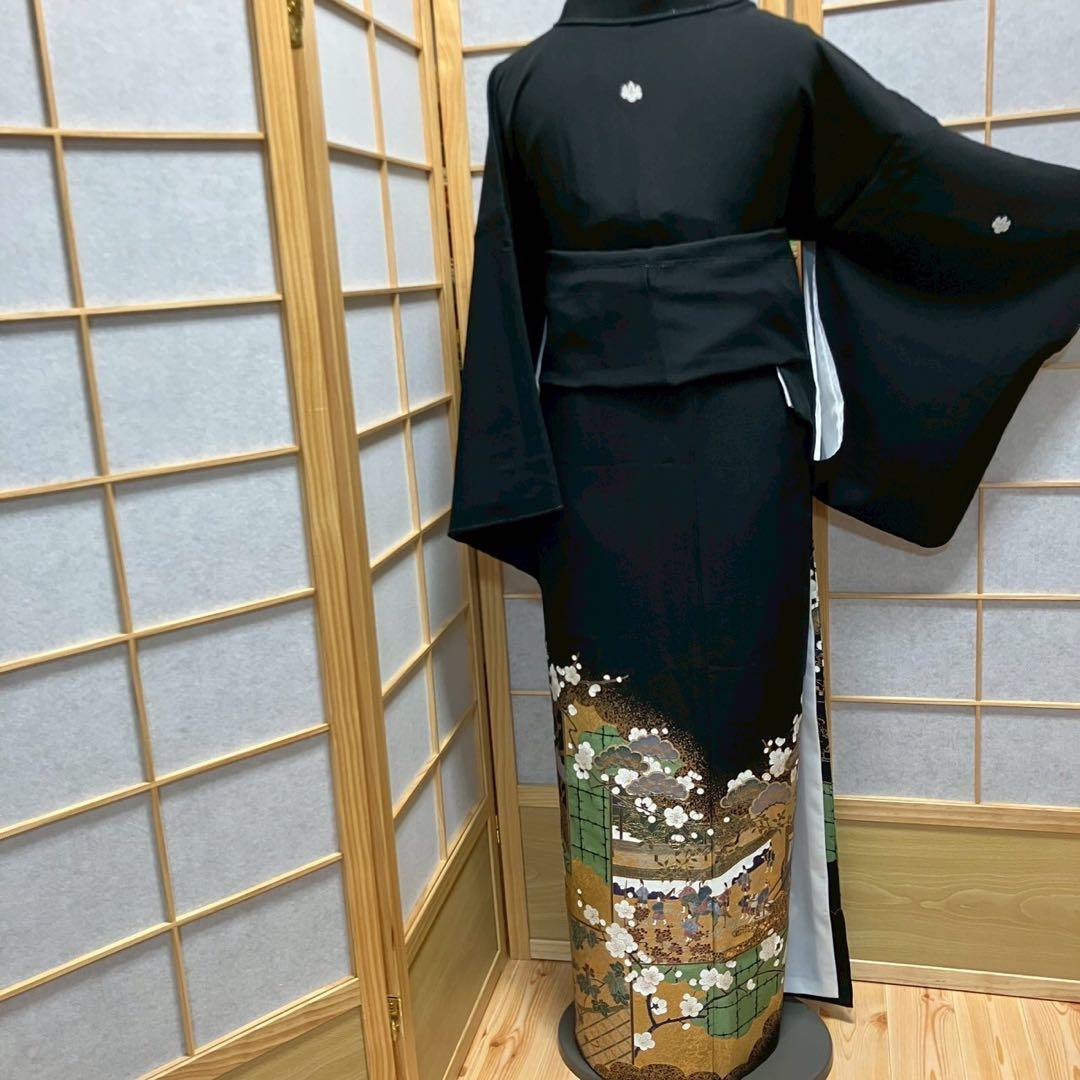 はんな様［6089］黒留袖 美品 作家物 比翼付 五つ紋 五三桐 正絹 着物 袷