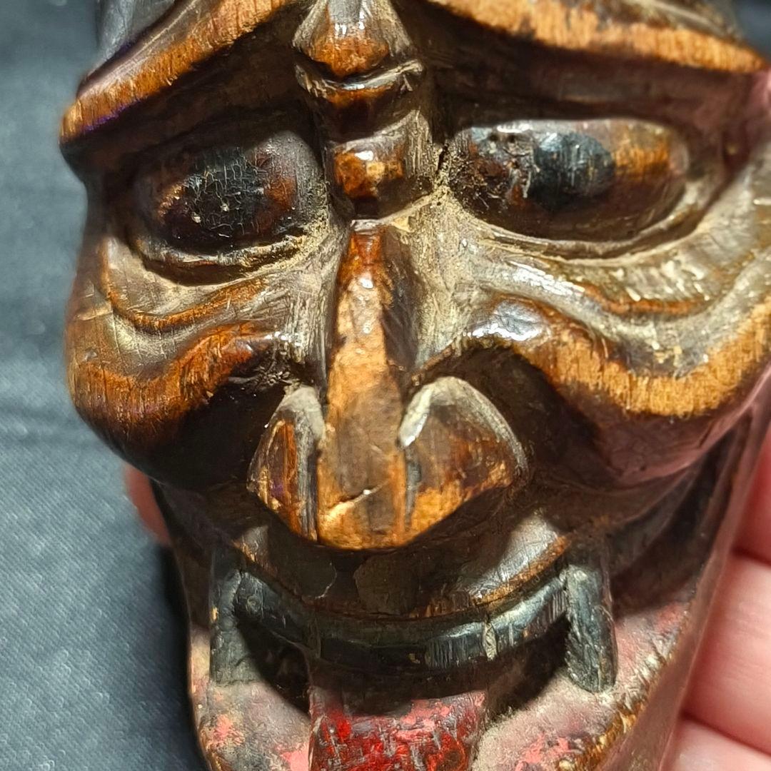 タバコ根付 木彫お面 江戸骨董 古美術 アンティーク 博物館クラス 極上珍品