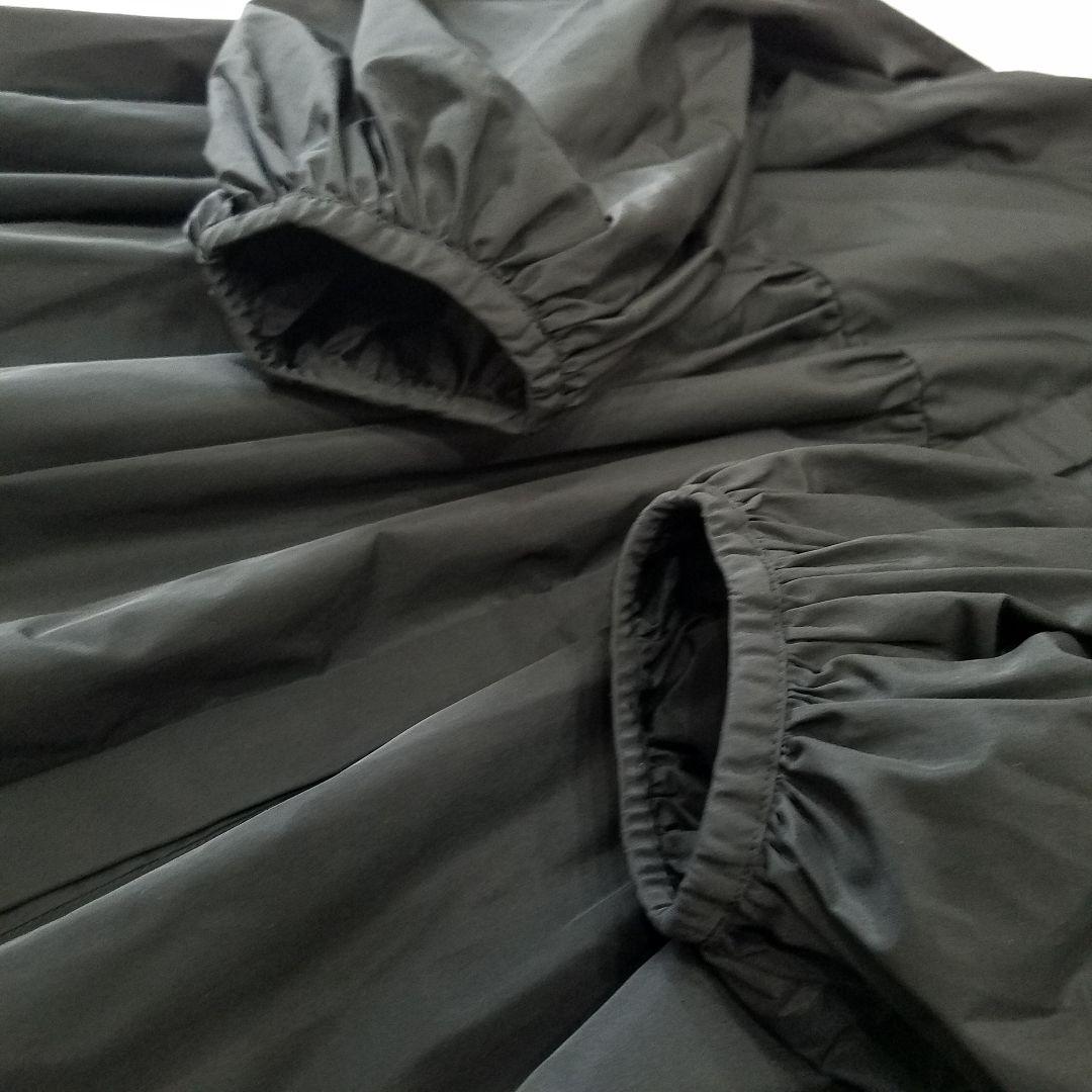 美品✨ルフィル ライトタフタギャザーブラウス バンドカラー シャツ ブラック