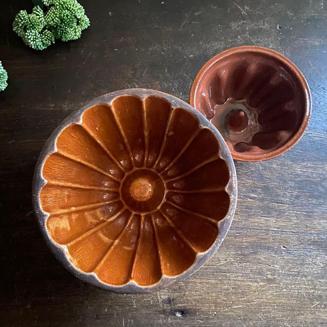 フランスアンティーク　陶器製　クグロフ型　お菓子型　2個セット