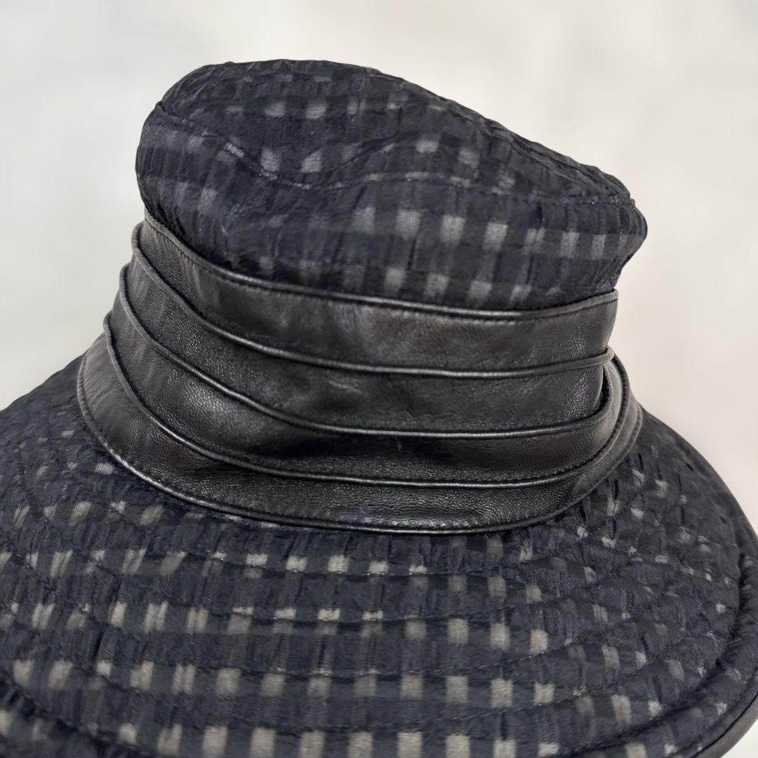 エルメスHERMES レザー切り替えハット　57cm 国内正規品　極美品
