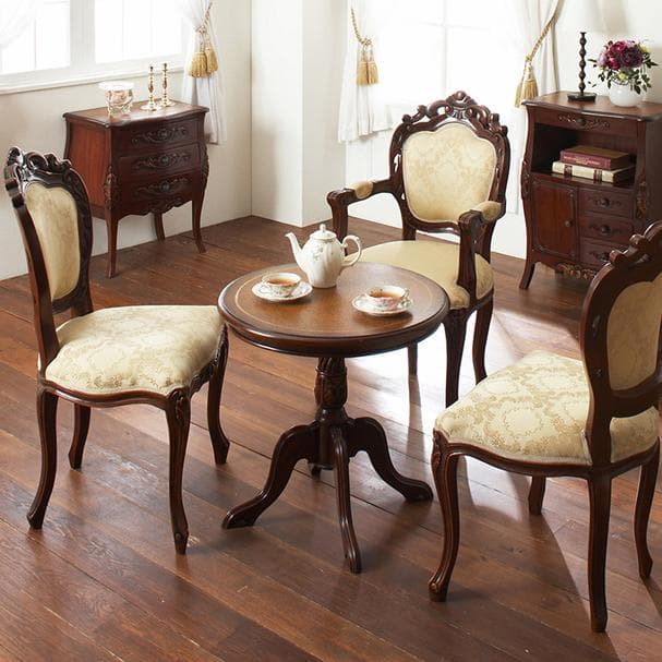 円形テーブル ヨーロピアン 幅60 ブラウン