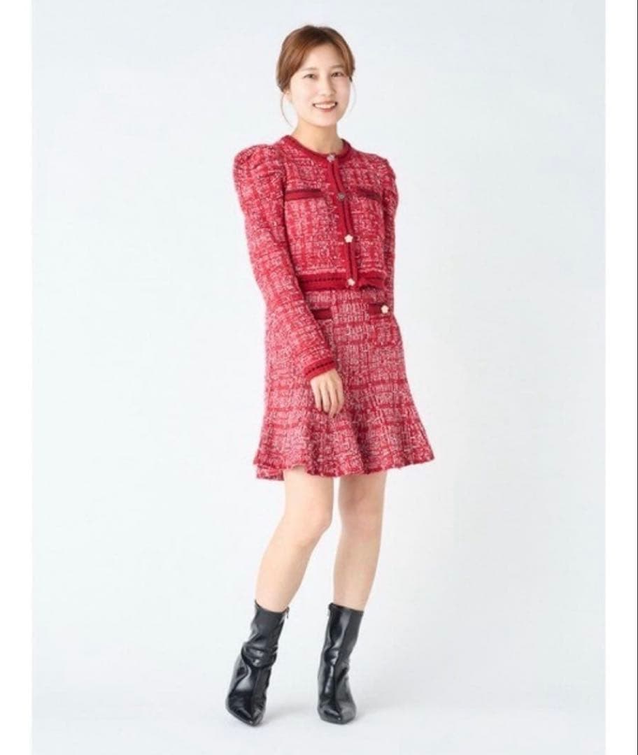 WATA LILY BROWN ツイードニットカーディガン