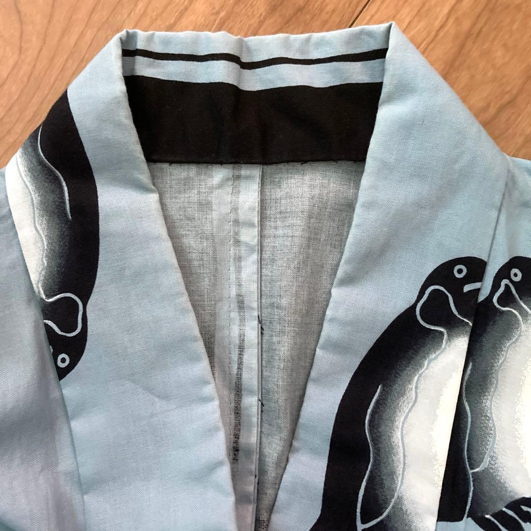 浴衣　ペンギン柄　ブルー