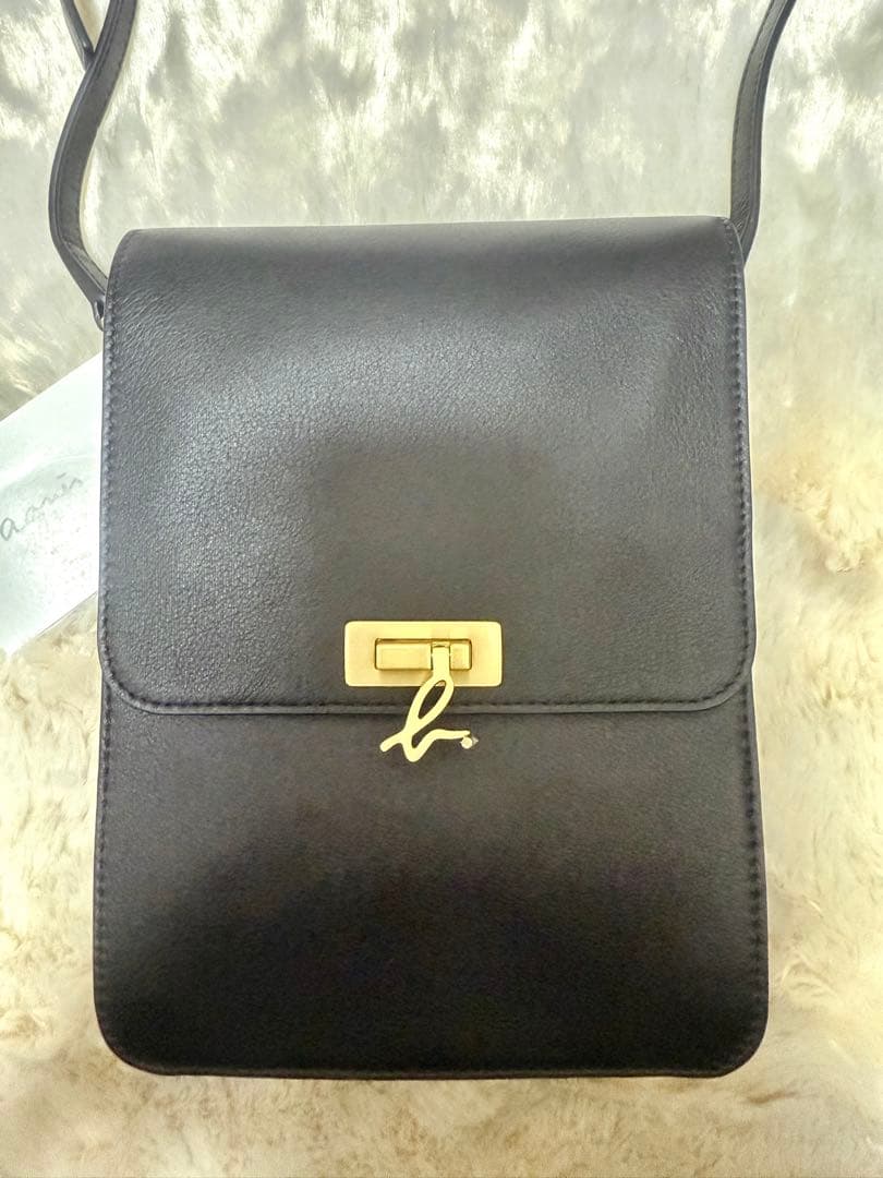 【新品未使用】アニエスベー ブラック レザーショルダーバッグ