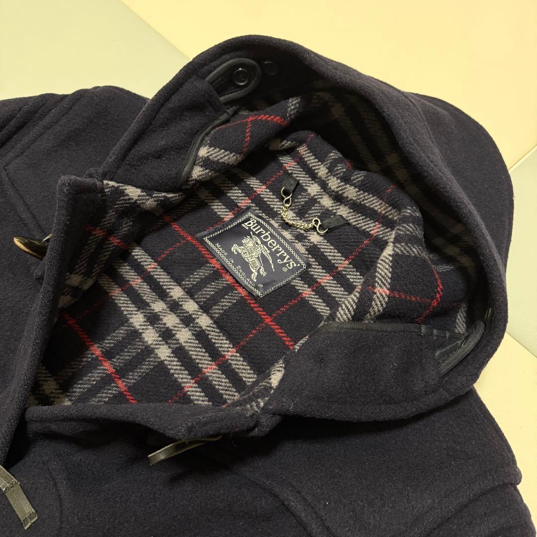 バーバリー ノバチェック ウール ロング ダッフルコート ネイビー 大きいサイズ