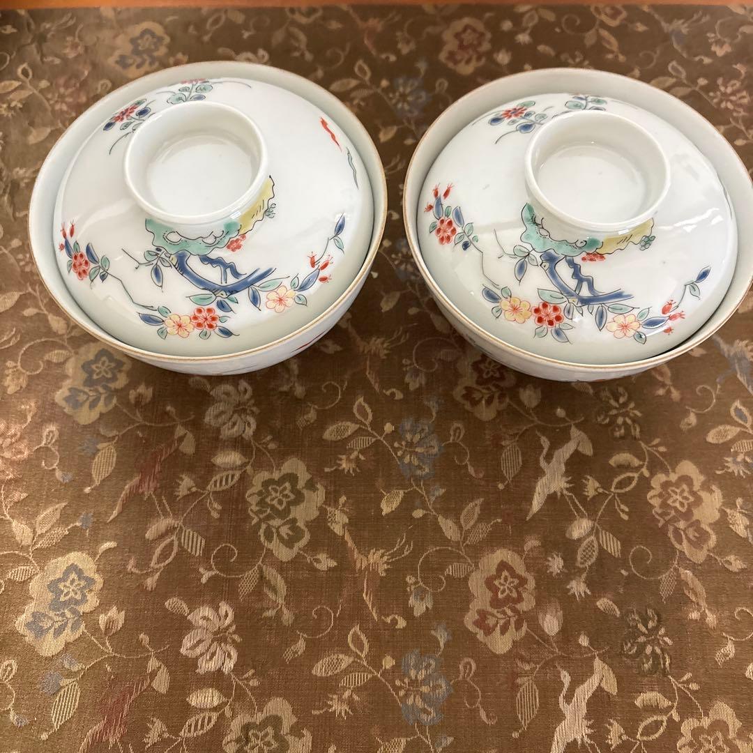 江戸期柿右衛門蓋碗2客