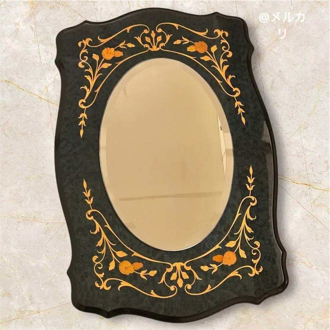 【美品】高級イタリア製アンティーク壁掛けミラー　ドマン　象嵌　鏡　ヴィンテージ
