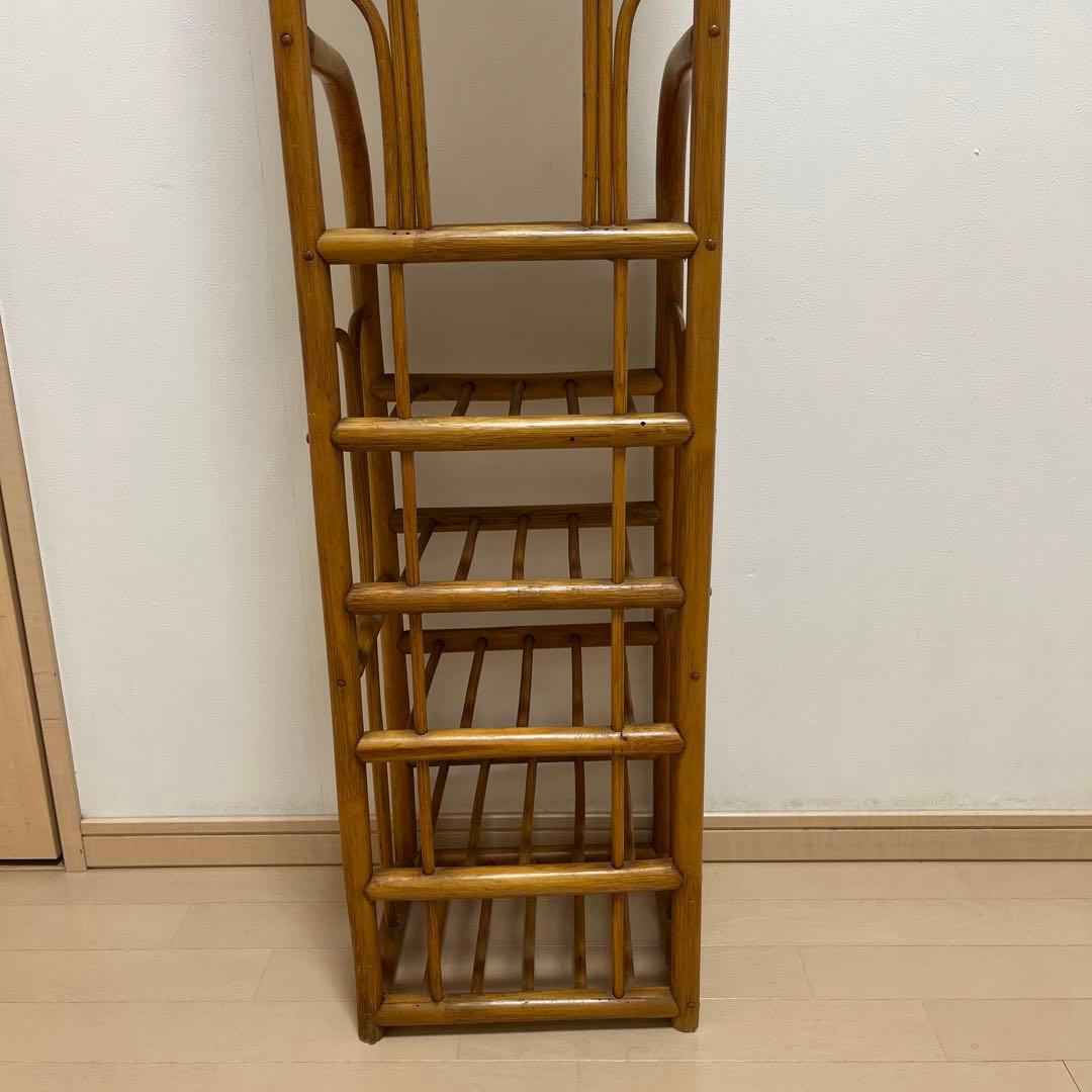 藤　ラタン　鏡　ミラー　棚　インテリア　昭和　レトロ