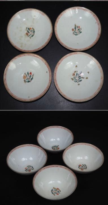 送料無料　江戸期天保11年（1841年）金絵吸物碗4客　共箱